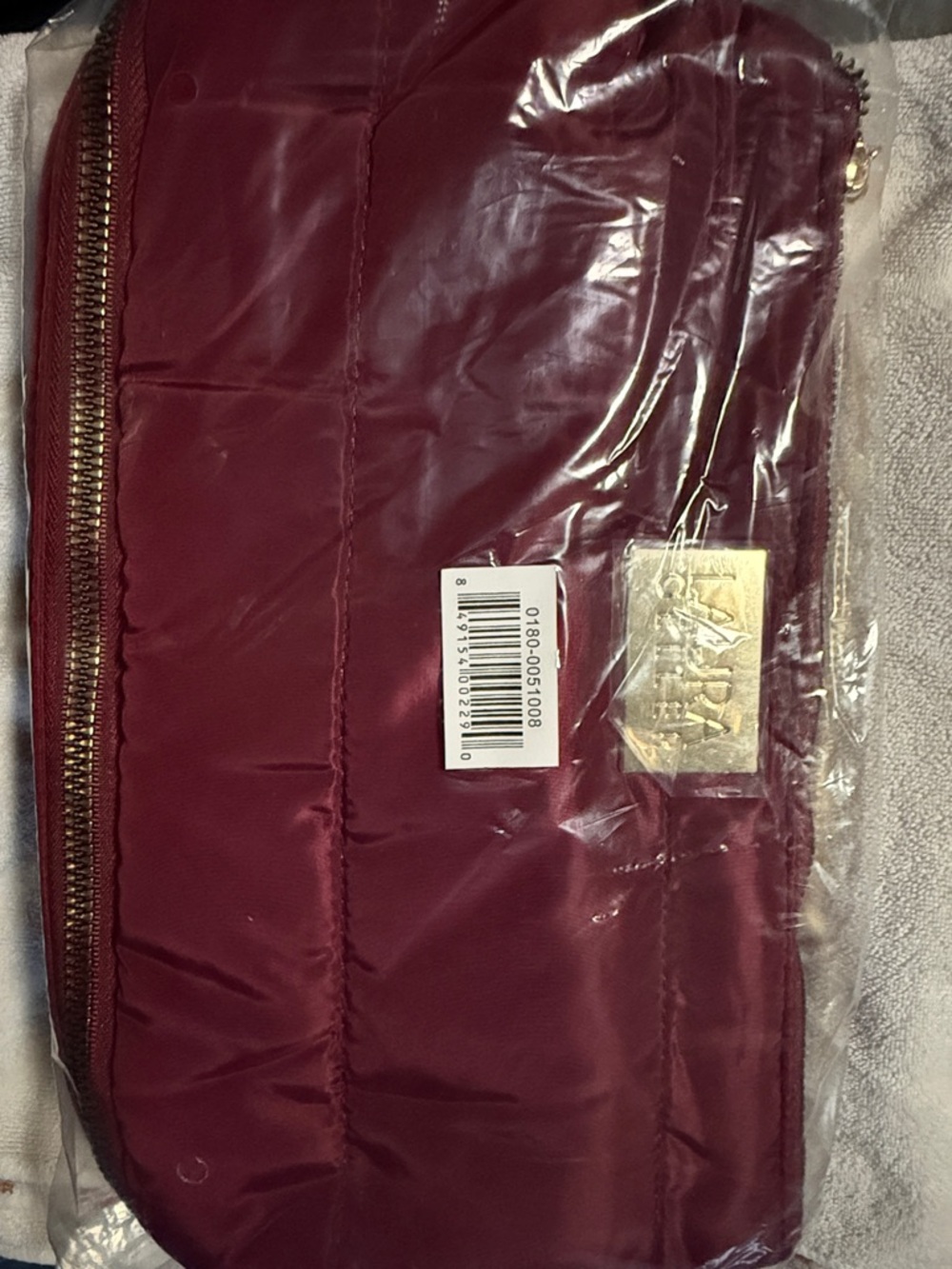 Laura Geller Burgundy Quilted Makeup Bag with Brush Compartment